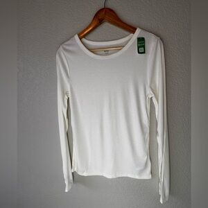 NWT GAP Women's White Rib Tee Long Sleeve Top